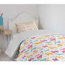 Silhouettes of Various Breeds Bedspread Set