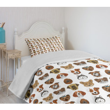 Comical Dog Caricature Design Bedspread Set