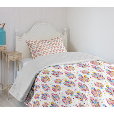 Colorful Pastel Plumage Bedspread Set