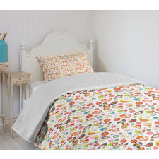 Abstract Ornamental Birds Bedspread Set