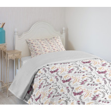 Flowers Butterflies Doodle Bedspread Set