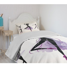 Ballerina Dancer Silhouettes Bedspread Set