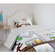 Scientist Chemist Test Tubes Bedspread Set