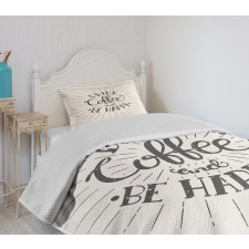 Coffee Words Grunge Effect Bedspread Set