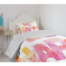 Watercolor Inscription Art Bedspread Set