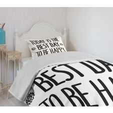 Hand-drawn Flowers Text Bedspread Set