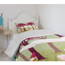 Forest with Pink Trees Bedspread Set