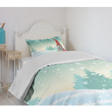 Elf Tomte Standing on Snow Bedspread Set