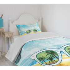 Sunglasses Reflection Tree Bedspread Set