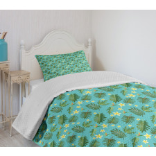 Leafage Hibiscus Blooms Bedspread Set