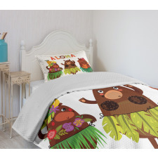 Funny Bears in Hawaii Bedspread Set