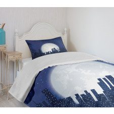 Moon Stars and City Bedspread Set