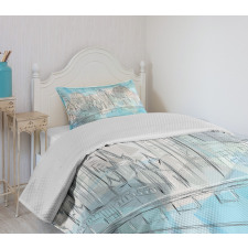 Abstract City Silhouette Bedspread Set