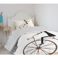 Gentleman Mustache Retro Bike Bedspread Set