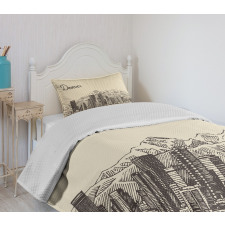 Denver City Skyline Sketch Bedspread Set