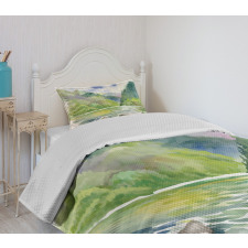 Summer River with Trees Bedspread Set