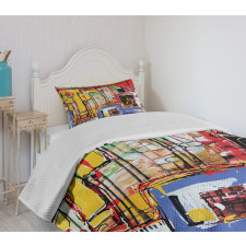 Cubist Grunge Painting Bedspread Set