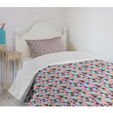 Mint Colored Birthday Cakes Bedspread Set