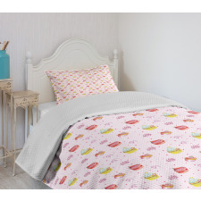 Roses Dots Valentines Day Bedspread Set