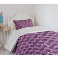 Floral Tiles Purple Tones Bedspread Set