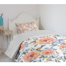 Blossoms with Aquarelle Effect Bedspread Set