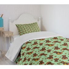 Cartoon Bees and Bears Honey Bedspread Set