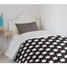 White Ghosts with Boo Texts Bedspread Set