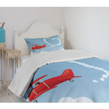 Heart Shape with Plain Trail Bedspread Set