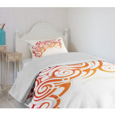 Orange Tones Abstract Curls Bedspread Set