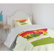 Colorful Doodle State Map Bedspread Set