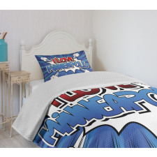 Pop Art Comic Style Love Bedspread Set