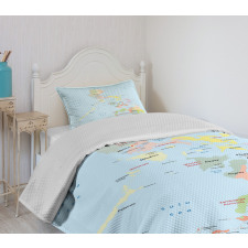 Map Cities with Seas Bedspread Set