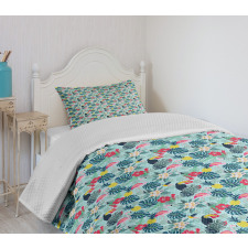 Flamingo Pineapple Toucan Bedspread Set