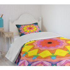 Petals in Vibrant Colors Bedspread Set