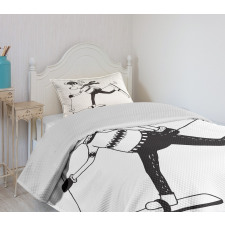 Skiing Funny Reindeer Bedspread Set