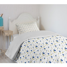 Blossoming Blue Tulips Bedspread Set