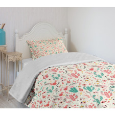 Cactus Plant Blossoms Bedspread Set