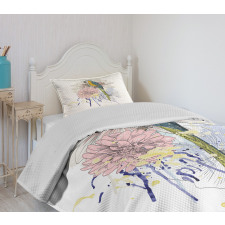 Parrot on Flower Bouquet Bedspread Set