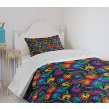 Colorful Spiral Blossoms Bedspread Set