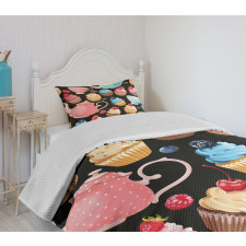 Creamy Colorful Yummy Muffins Bedspread Set