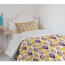 Watercolor Style Tropic Food Bedspread Set