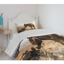 Greek Donkey in Mountains Bedspread Set