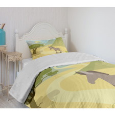 Wildlife Habitat Flat Design Bedspread Set