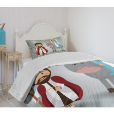 Historical Birth Cartoon Bedspread Set