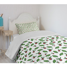 Leaves with Berry Fruits Bedspread Set