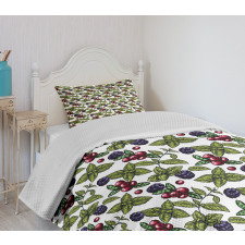 Berry Mint Leaf Herbs Bedspread Set