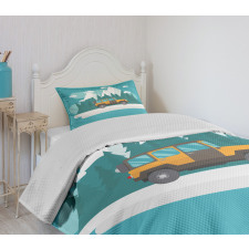 Journey in Snowy Winter Season Bedspread Set