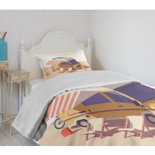 Camper Van Chairs and Surfboard Bedspread Set