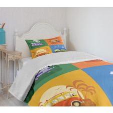 Touristic Camp Areas Colorful Bedspread Set