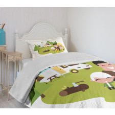 Happy Camper Family in Woods Bedspread Set